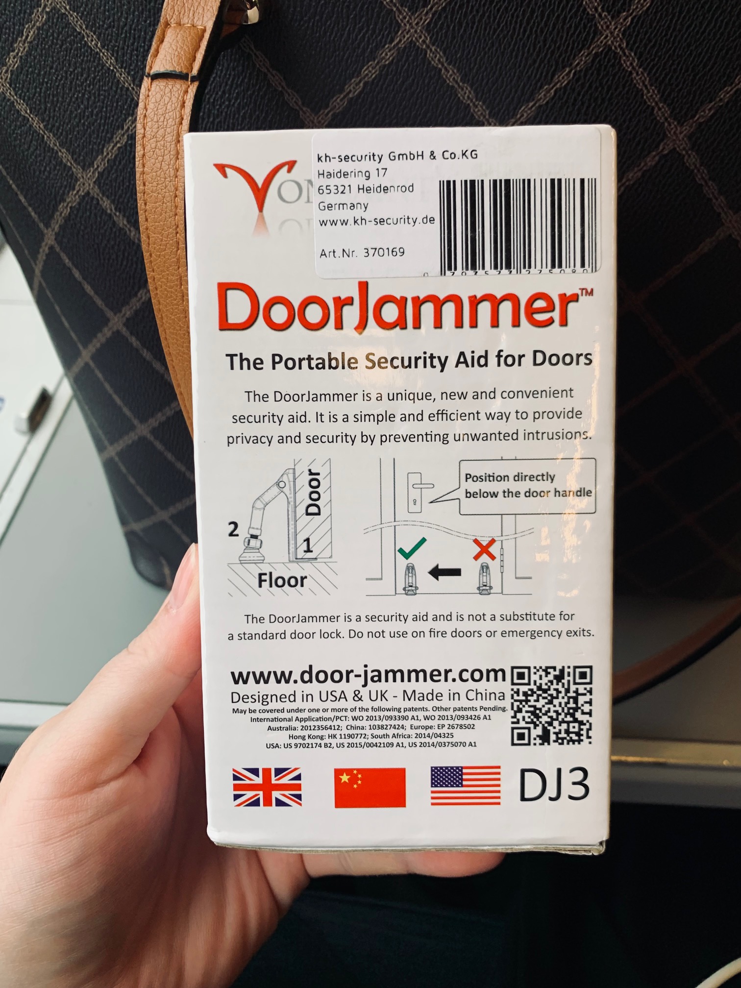 Doorjammer - Rückseite Verpackung mit QR-Code